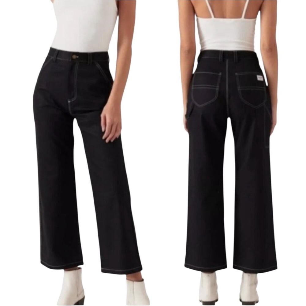 NWT Free People x Rolla’s Black Crop High Waist Carpenter Cargo Pants - M / 6 US